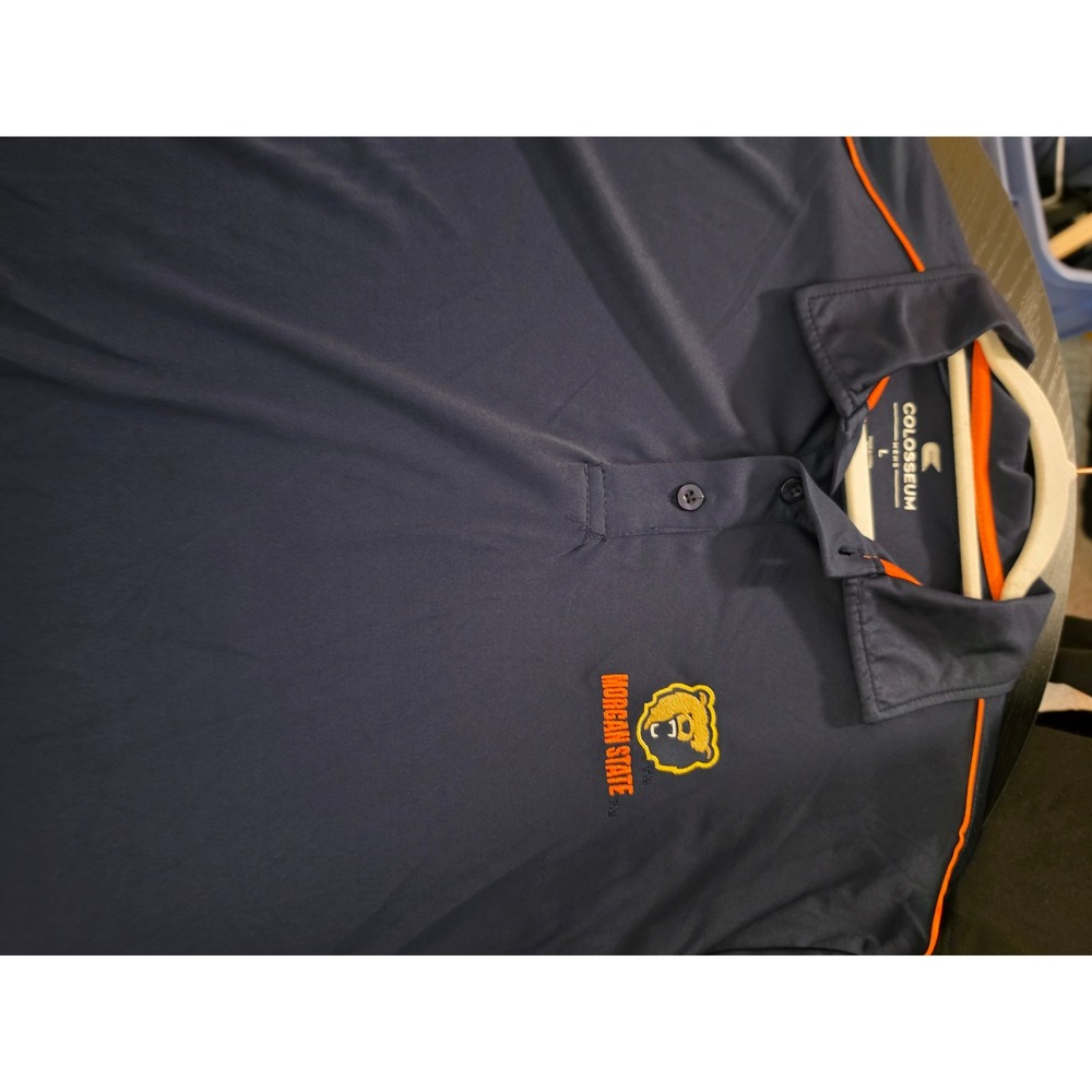 Colosseum Mens Morgan State Bears Polo Shirt Navy Blue Orange HBCU Size L